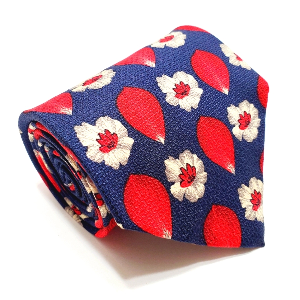 Regatta Necktie Red & White Floral Pattern Men's Silk Neck Tie 56x4"